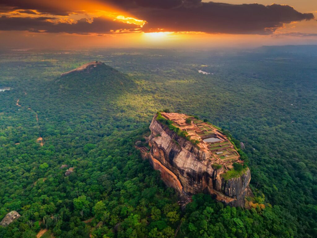 Ancient weathered stone ruins within Sri Lanka's cultural triangle
